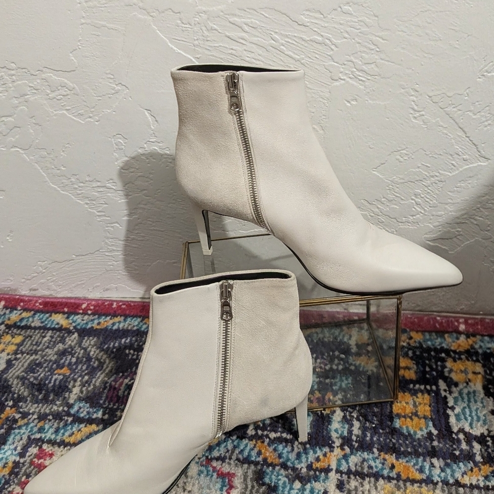 Rag & Bone | Beha Boots White Italian Leather Suede Stiletto Heel EUR 40 US 10